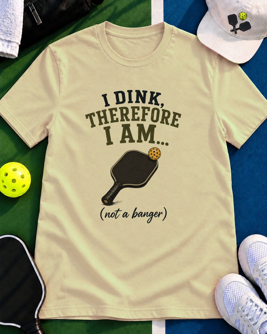 I Dink Therefore I Am  (Not a Banger) Pickleball T-Shirt
