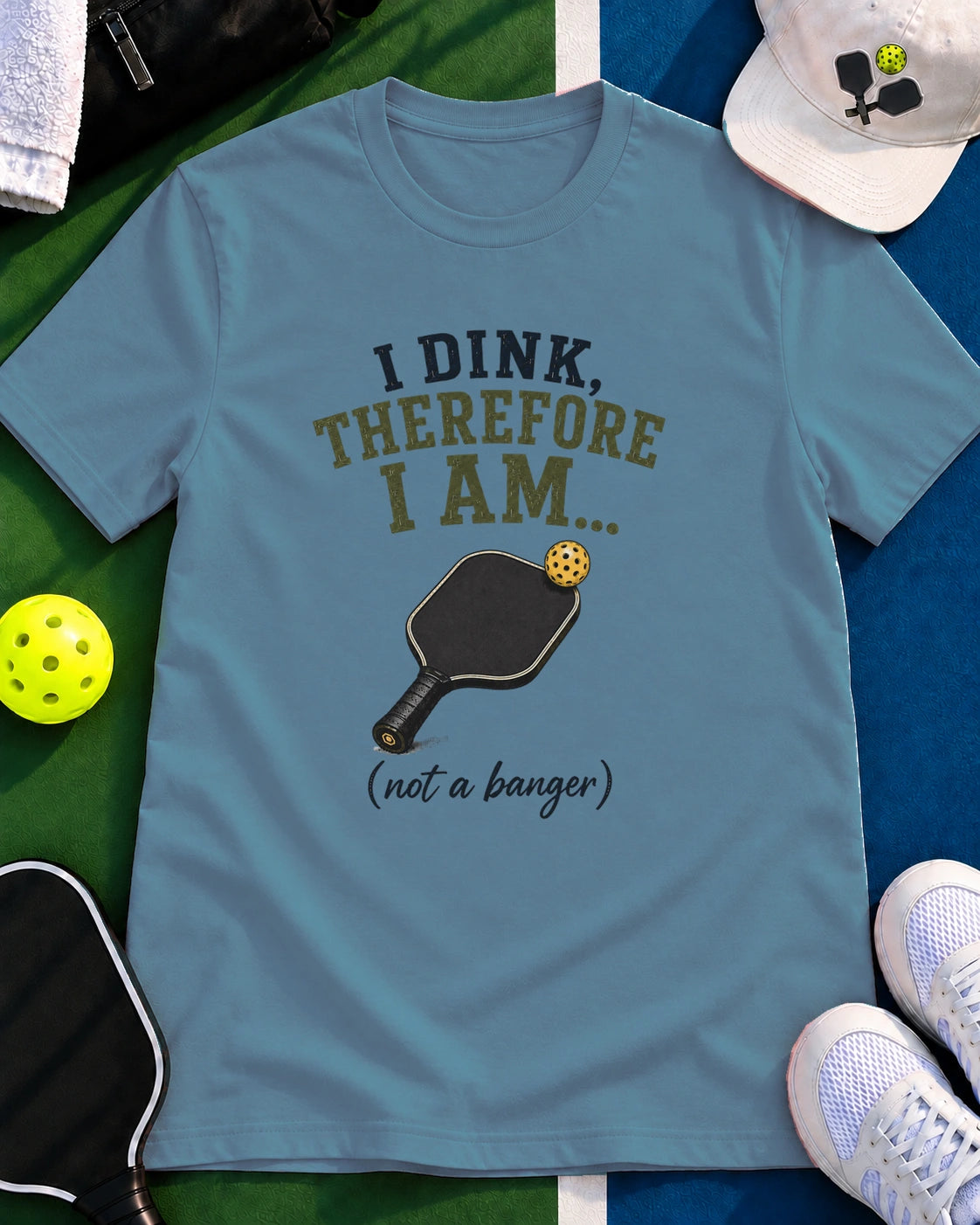 I Dink Therefore I Am  (Not a Banger) Pickleball T-Shirt